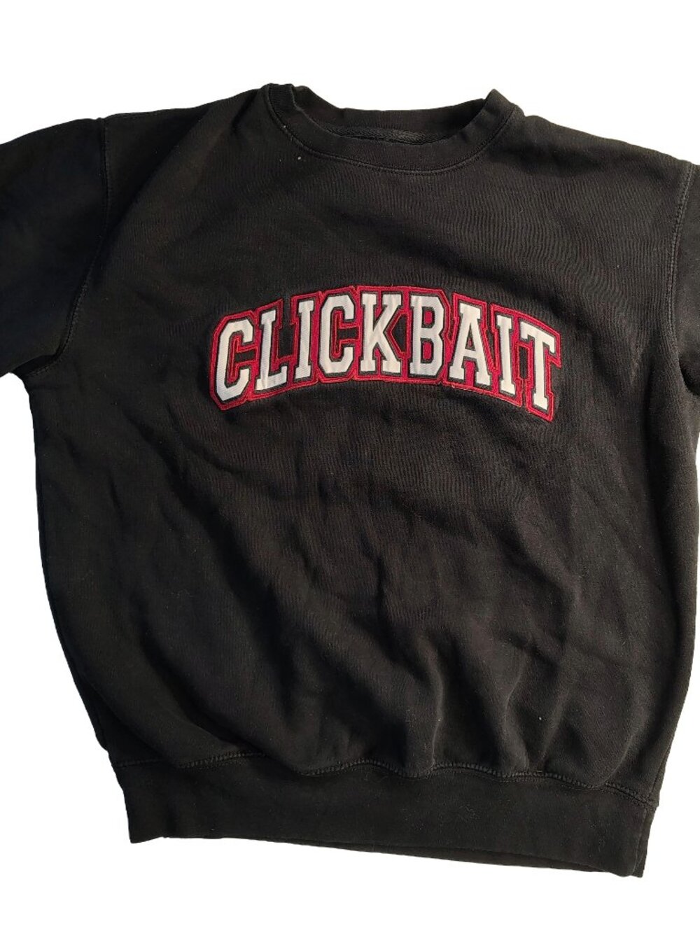Men's Small Navy Black Clickbait Logo Branded Oversized Cotton Sweater